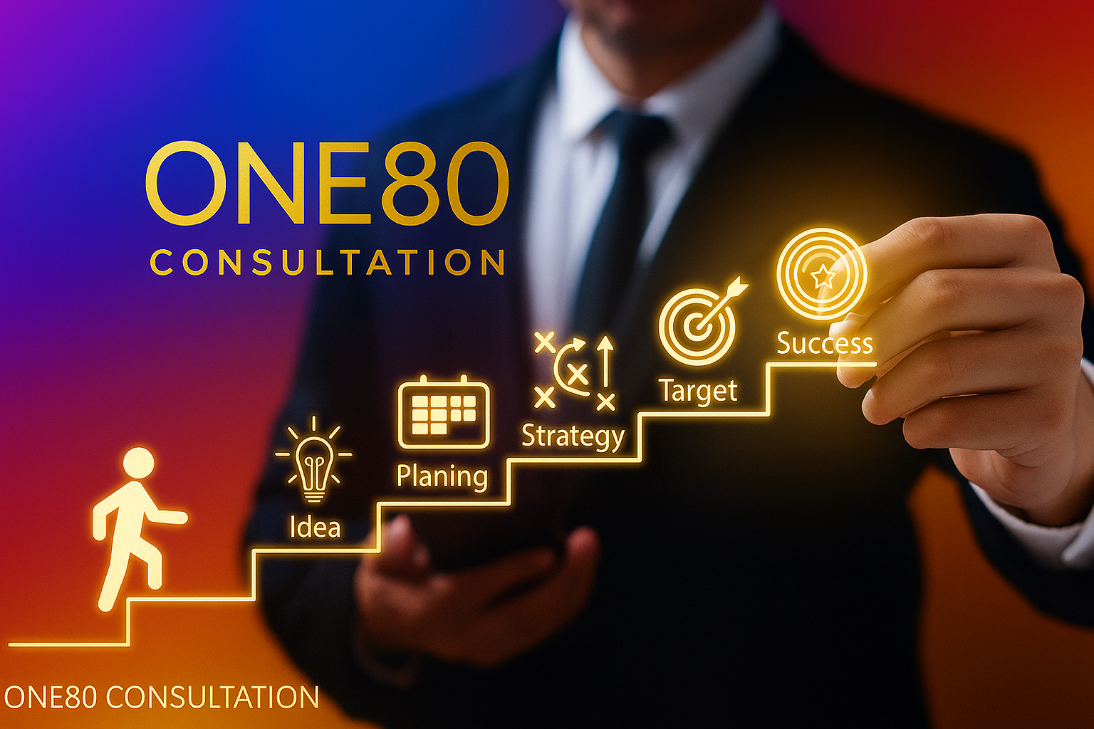One80 Consultation providing business consulting, local SEO strategy, and media production services.