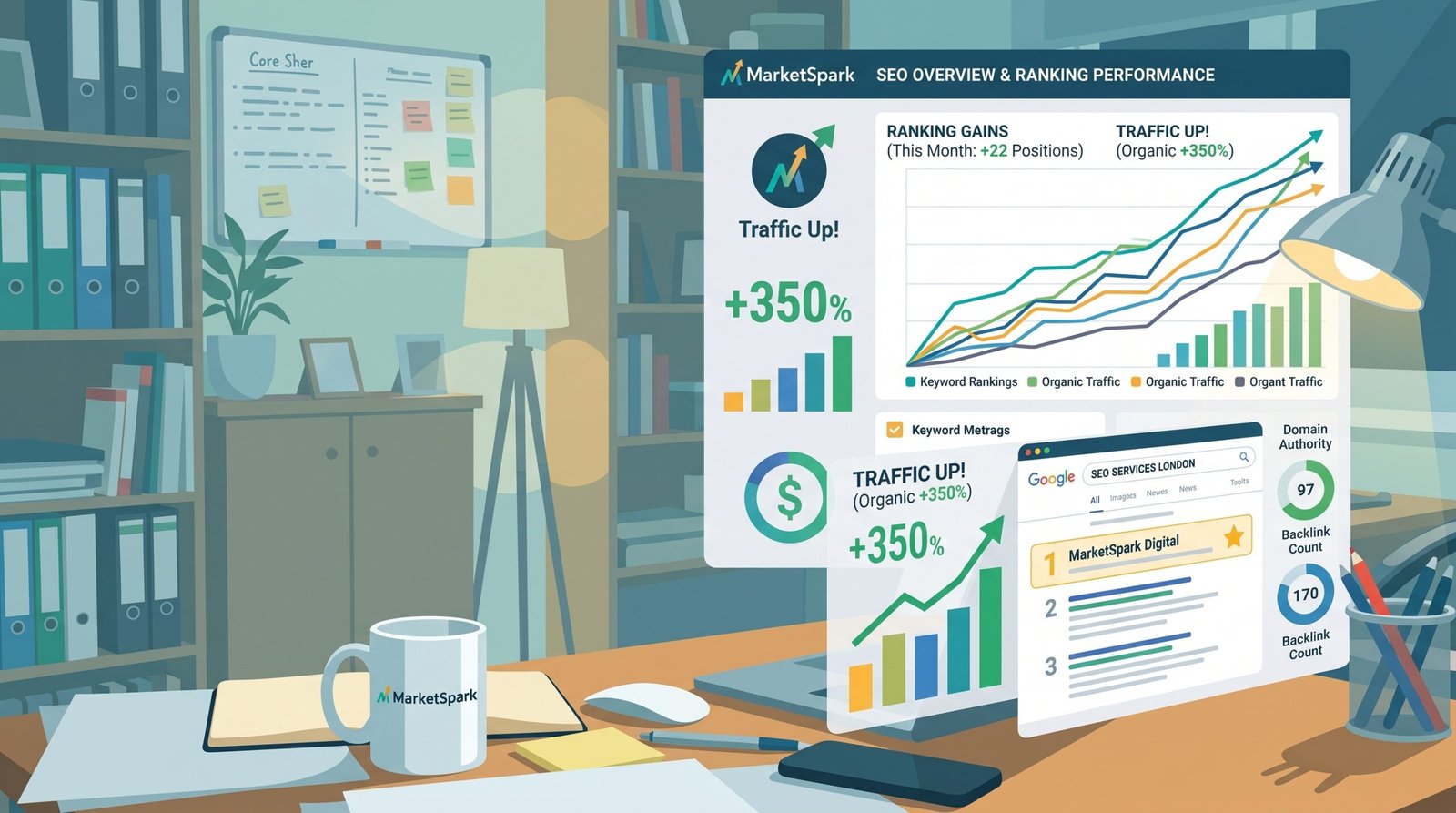 Business owner improving SEO ranking to beat competitors on Google
